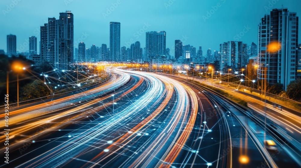 Fototapeta premium Stylized digital tunnel representing fast-track innovation progress