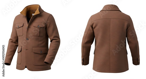 Brown collared jacket front and back