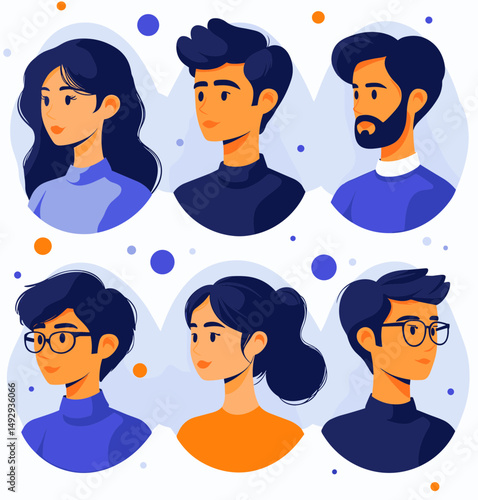 Portrait Showcase: Artistic portraits showcasing diverse individuals, each embodying unique features, styles, and expressions against a minimalist backdrop, highlighting individuality.