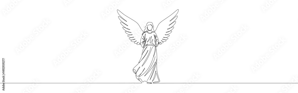 Angel continuous one line drawing. Hand drawn biblical angel. Angel continuous one line drawing. Hand drawn biblical angel.