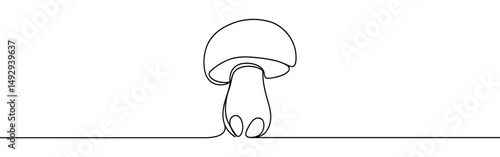 Mushroom continuous one line drawing. Hand drawn mushroom.