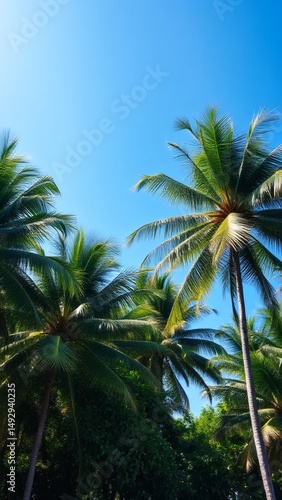 Wallpaper Mural Lush tropical palm trees under a vivid blue sky Torontodigital.ca