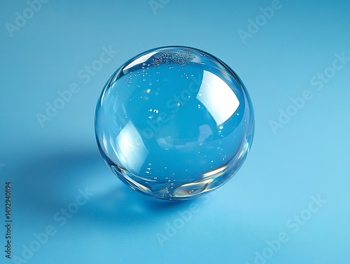 Wallpaper Mural A transparent glass marble rolls on a smooth cobalt blue background. Light refracts through its clear surface, creating rainbow prisms and tiny air bubbles suspended within. The edges are perfectly ro Torontodigital.ca