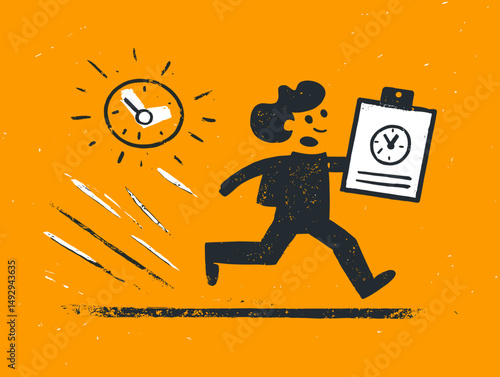 Time-Sensitive Task: A determined individual sprints against the clock, symbolizing urgency, deadline pressure, and the critical importance of time management.