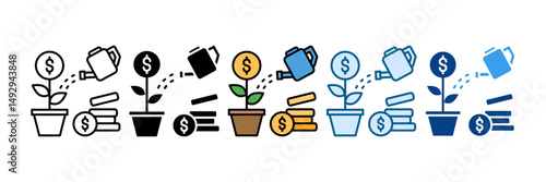 Wealth Creation Icon Set Multiple Style Collection