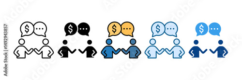 Salary Negotiation Icon Set Multiple Style Collection