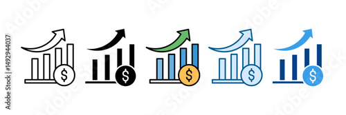 Economic Recovery Icon Set Multiple Style Collection