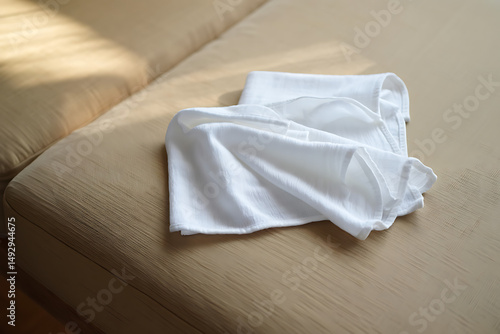 Wallpaper Mural White Cotton Towel on Beige Sofa Torontodigital.ca