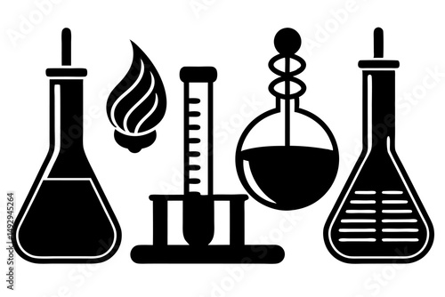 Vector illustration of chemistry laboratory glassware equipment for science research