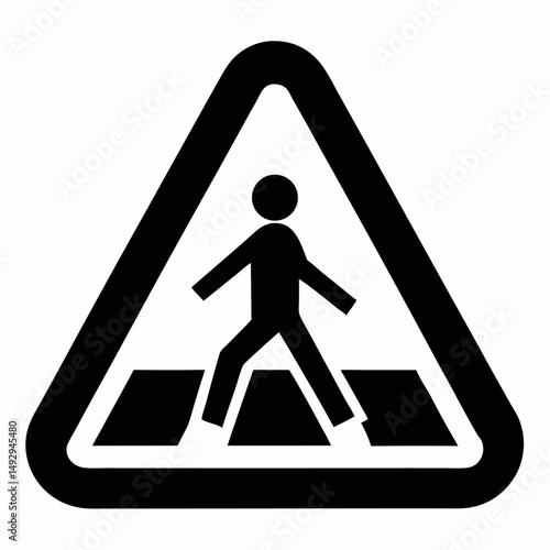 Vector illustration of traffic triangle sign for zebra cross pedestrian road crossing pelican walk