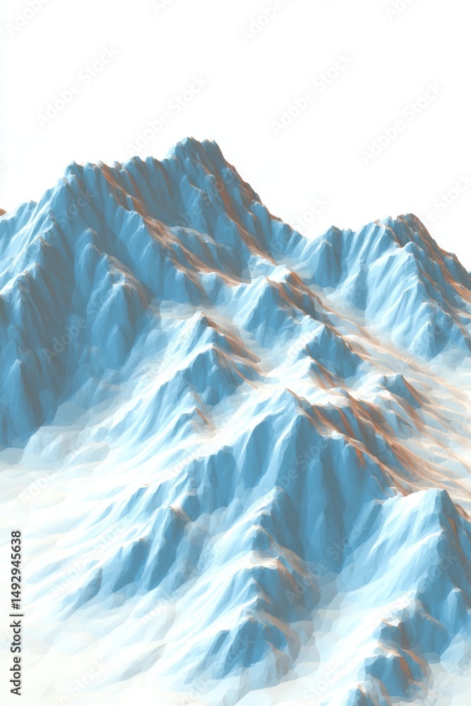 Naklejka premium Low Poly Mountain Range Digital Illustration Abstract Landscape Generative Art Perspective View