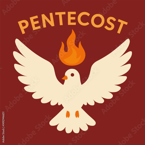 Pentecost dove with flame – holy spirit symbol for christian celebration and worship design