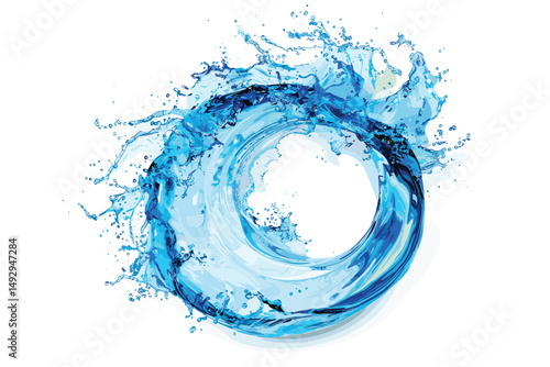 Set of water waves on white background.
