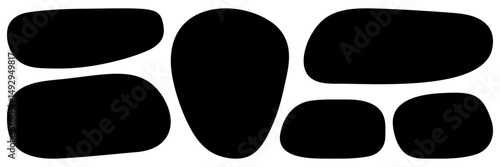 Set of black irregular box. Empty abstract jagged shapes collection. Vector speech bubble elements. Organic forms space for text