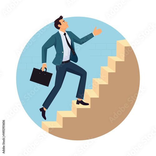 Man Climbing Endless Work Stairs Vector illustration. EPS 10 file
