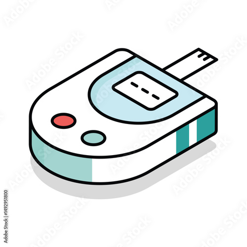 A well designed isometric icon of a glucometer