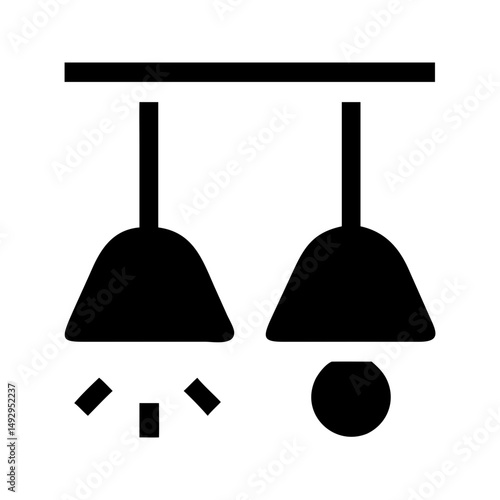 Light fixture home icon. Lamp with shade illuminating modern interior spaces.