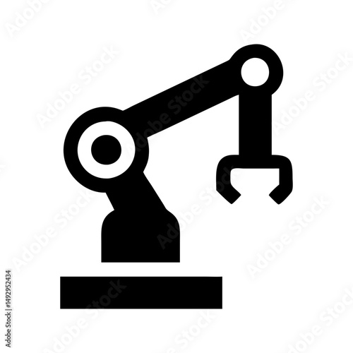 Robot arm technology icon. Robotic arm performing advanced automation tasks.