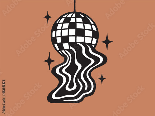melting disco ball psychedelic style vector illustration