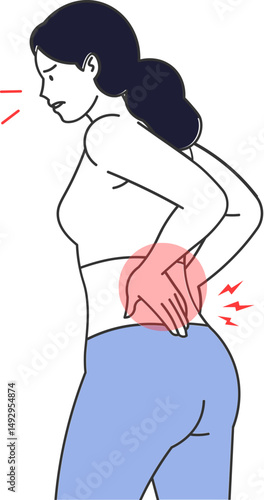 Woman leaning over suffering from severe lower back pain