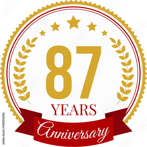 Logo 87 Years Anniversary Celebration Design Template.