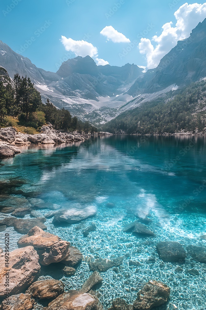 Obraz premium Alpine Lake Scenic View.