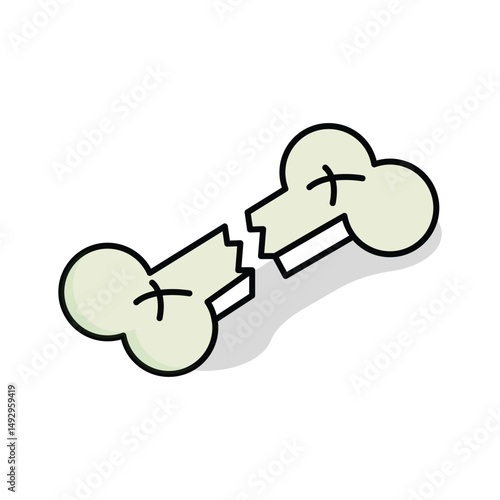 A captivating isometric icon showing a broken bone
