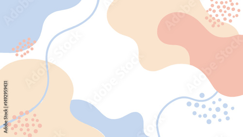 Digital art piece showcasing a soft color palette of pastel shades, incorporating organic shapes and flowing lines on a light background.  The abstract design elements create a visually appealing and 