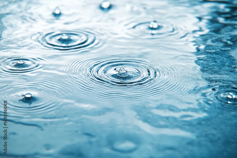 Raindrops creating ripples on water surface for backgrounds and wallpapers use cases Raindrops creating ripples on water surface for backgrounds and wallpapers use cases