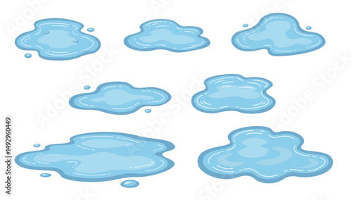 cute and simple Rainy Season Puddle Vector Illustration child friendly