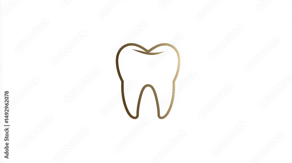 Fototapeta premium シンプルな線画で描かれた歯のイラスト。ホワイトニングや歯の健康、口腔ケアの清潔感をイメージさせるデザインで、歯科医院やデンタルケア製品のアイコンとして最適です。