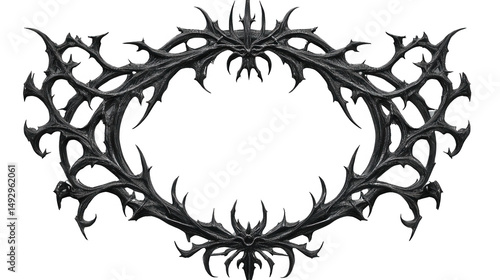 Ornamental Spiky Frame Design on PNG Transparent Background Image