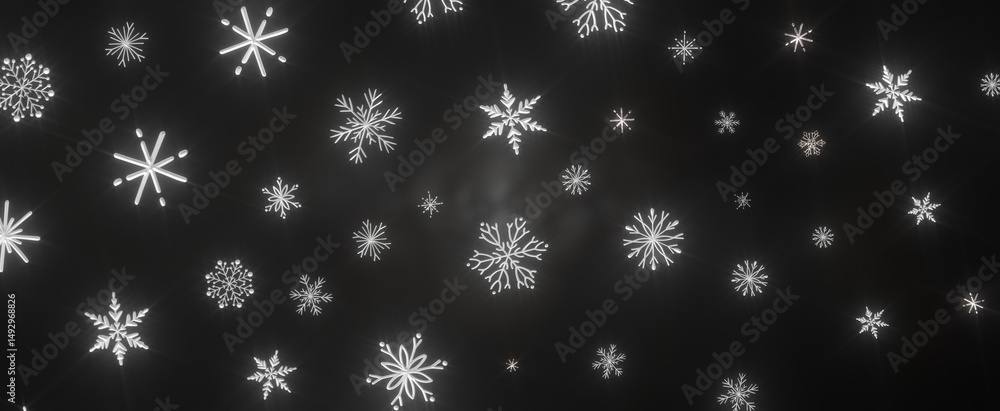 Snowflakes - golden openwork shiny snowflakes, star, 3D rendering. Snowflakes - golden openwork shiny snowflakes, star, 3D rendering.