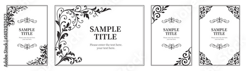 Elegant set of vintage ornamental frames with floral swirls and decorative corners. Ideal for invitations, greeting cards, certificates, menus, or decorative borders.