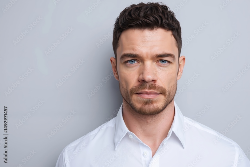 A man in a white shirt is looking at the camera A man in a white shirt is looking at the camera