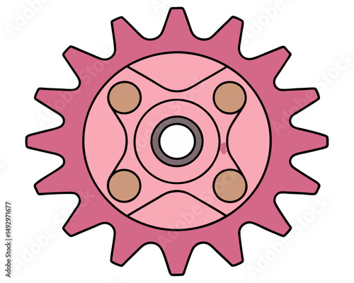 Bicycle Gear Crank and Chainring Mechanism Vector Illustration for Cycling and Bike Repair Concepts