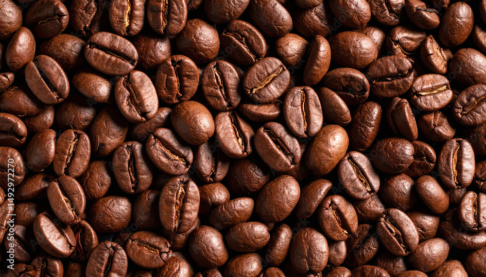 Obraz premium amount of roasted coffee beans creating an attractive visual pattern