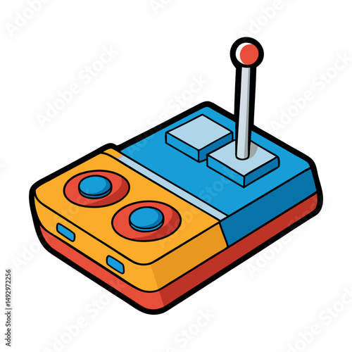 Colorful Isometric Remote Control Joystick for Gaming, Drone or Toy Machine Vector Illustration