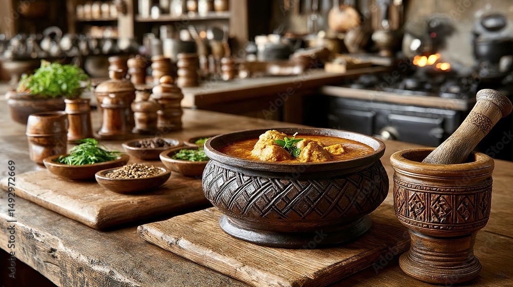 Rustic stew and spices