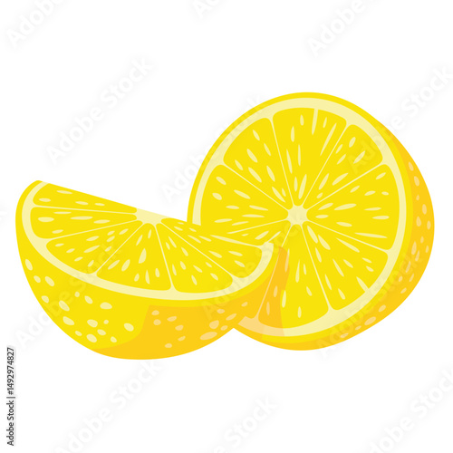 Bright Yellow Lemon Slices with Juicy Texture Illustration
