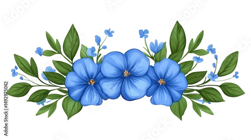 Elegant Blue Flowers PNG transparent background arrangement for decorative design