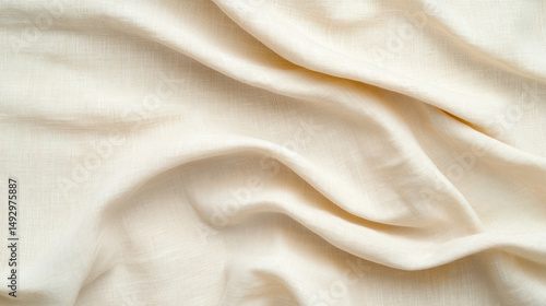 Wallpaper Mural Soft beige linen fabric draped elegantly, showcasing its delicate texture and gentle folds Torontodigital.ca