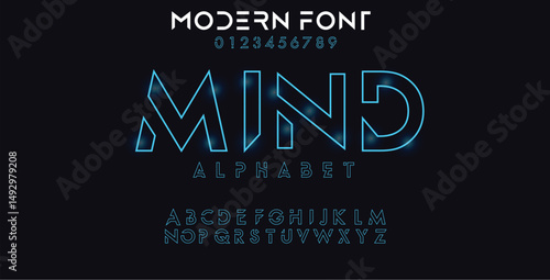 Creative Outline Double line monogram alphabet and tech fonts. Lines font regular uppercase and lowercase. Vector illustration.