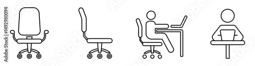 Job recruitment icon set. Containing job interview, vacancy, employment, looking for job and hiring employee icons. Vector illustration.