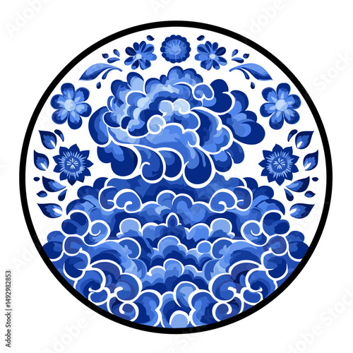 Delicate Floral Porcelain: Intricate, hand-painted porcelain with floral pattern, showcasing a blend of artistry and elegance. The artwork exudes a sense of refinement and cultural heritage.