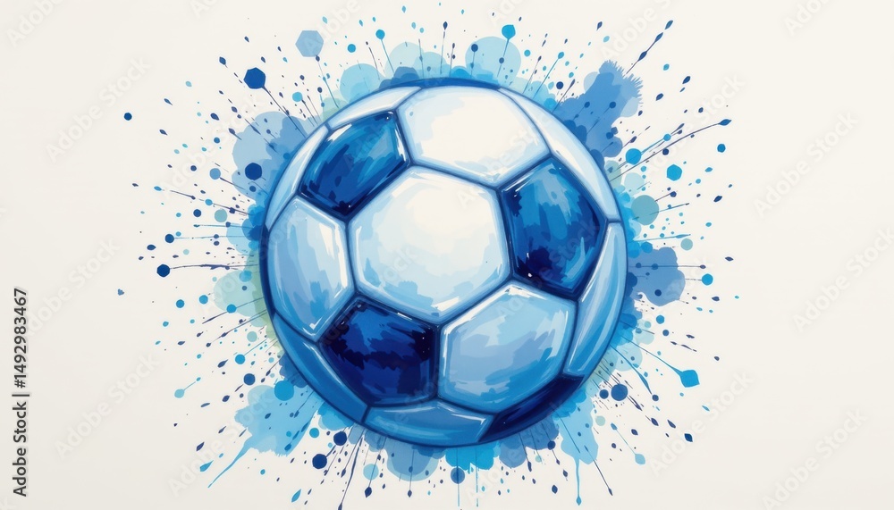 Fototapeta premium Exciting soccer ball artwork creative studio digital illustration colorful background artistic perspective sports theme
