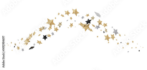 XMAS Stars - Holiday golden decoration, glitter frame isolated -