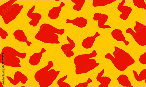 doodle fried chicken pattern background. Crispy fried chicken seamless pattern.