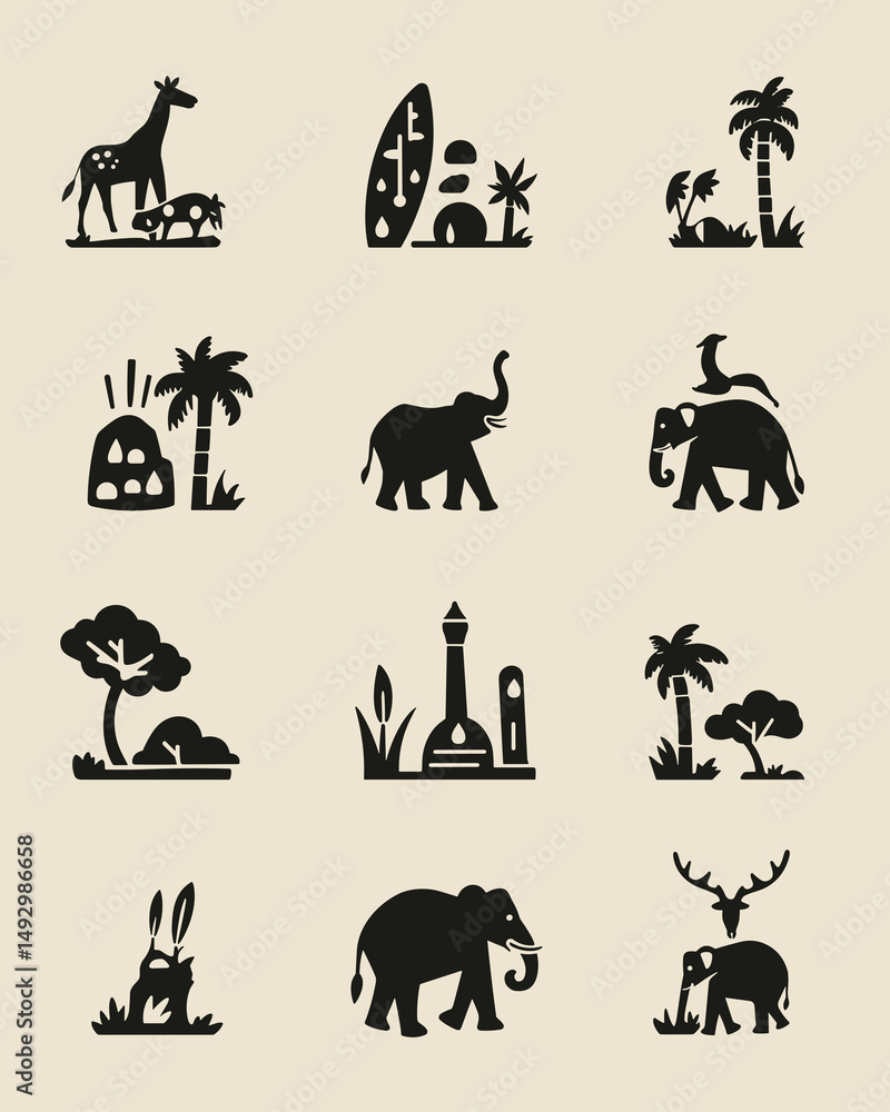 Fototapeta premium African Safari Icon Set
