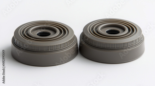 Gray round plastic foot pads